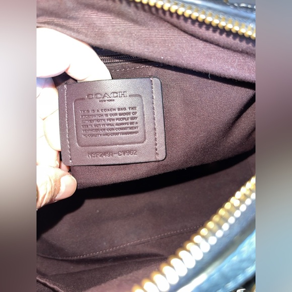 Coach Black Pebbled Leather Rowan Satchel with Gold Hardware - Picture 8 of 10